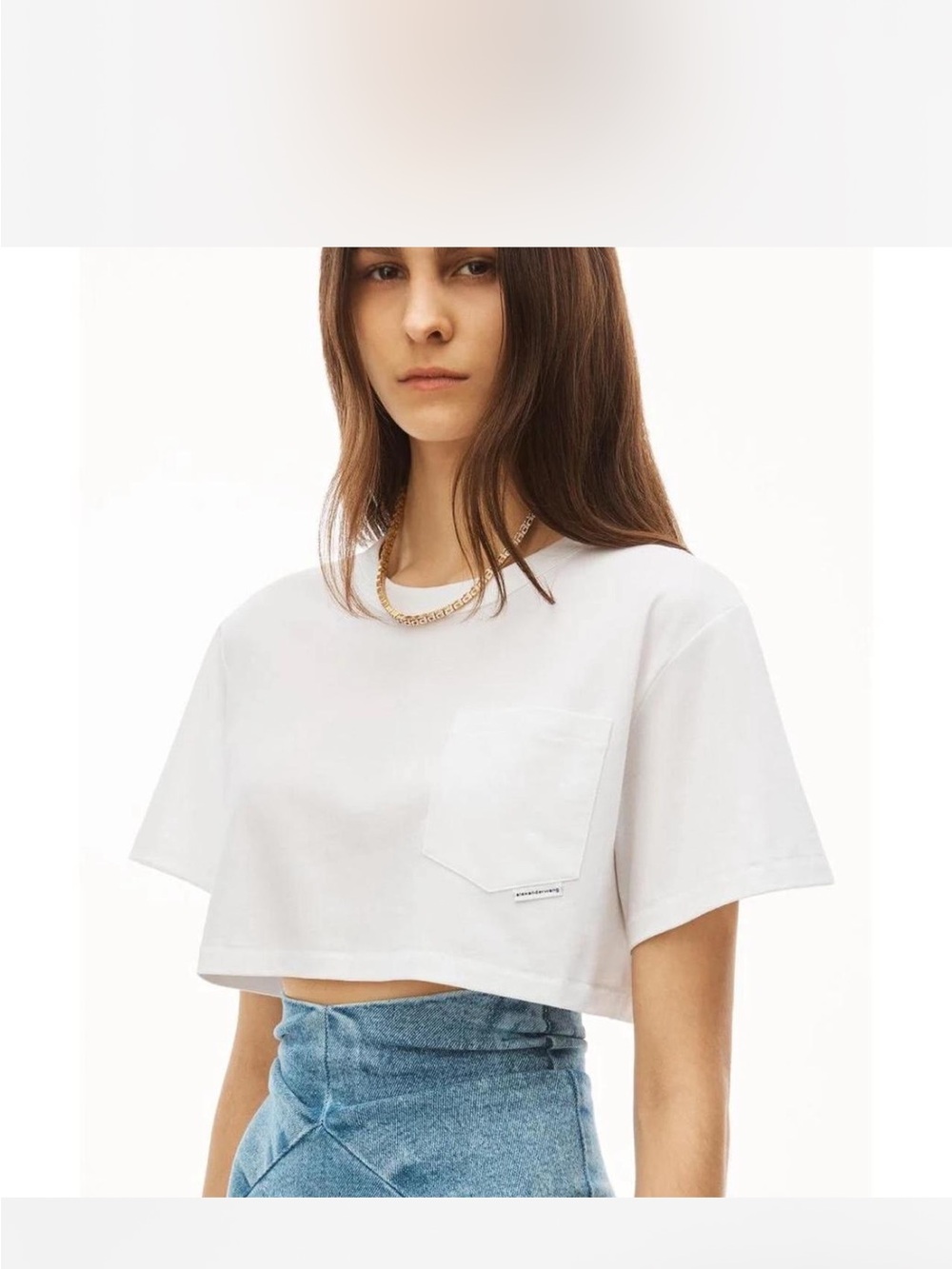 Alexander Wang - White Cropped Pocket Tee